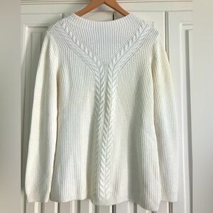 Talbot’s Ivory Cable Knit Lamb’s Wool Blend Sweater Shirt Size Large Petite NWT